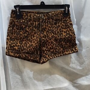 Chiqle High Waist Leopard Print Women's Shorts